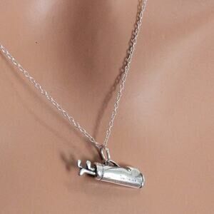 Sterling Silver Oxidized Golf Bag Charm Necklace